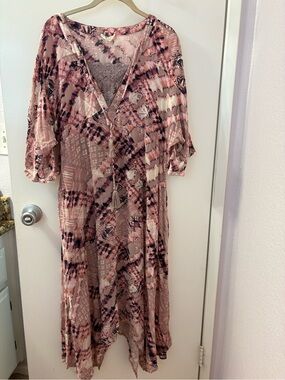 ODDY Medium Boho Tie-Dye Midi Dress in Dusty Rose EUC/PTP 26/L 45-51